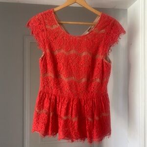 Maeve Vibrant Red Lace Blouse